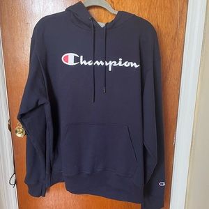 Champion hoodie (navy, men’s large)